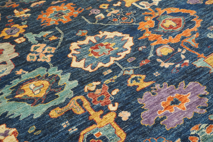 9'x11'4" Navy Blue Oushak Hand knotted Oriental Rug - Yildiz Rugs