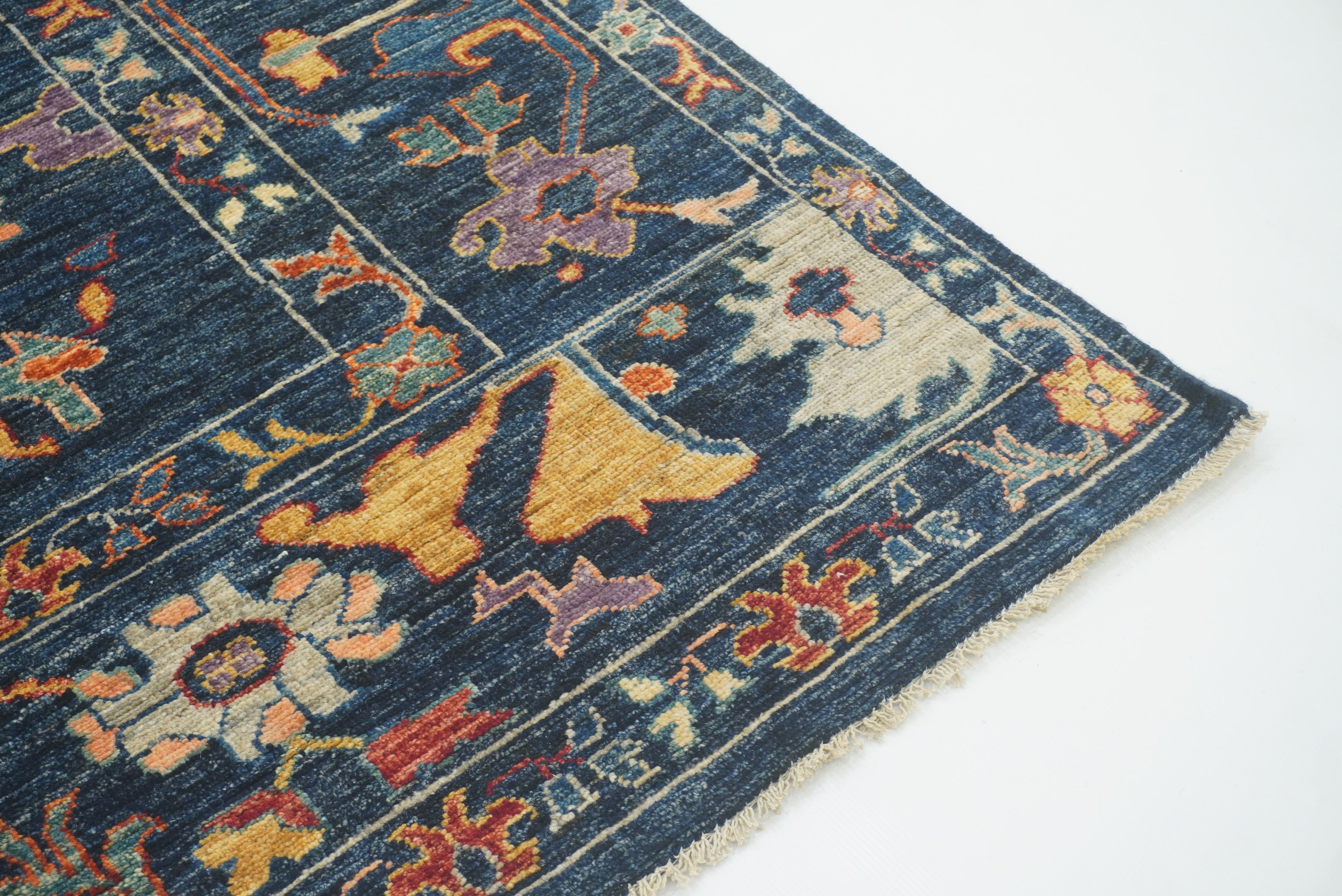 9'x11'4" Navy Blue Oushak Hand knotted Oriental Rug - Yildiz Rugs