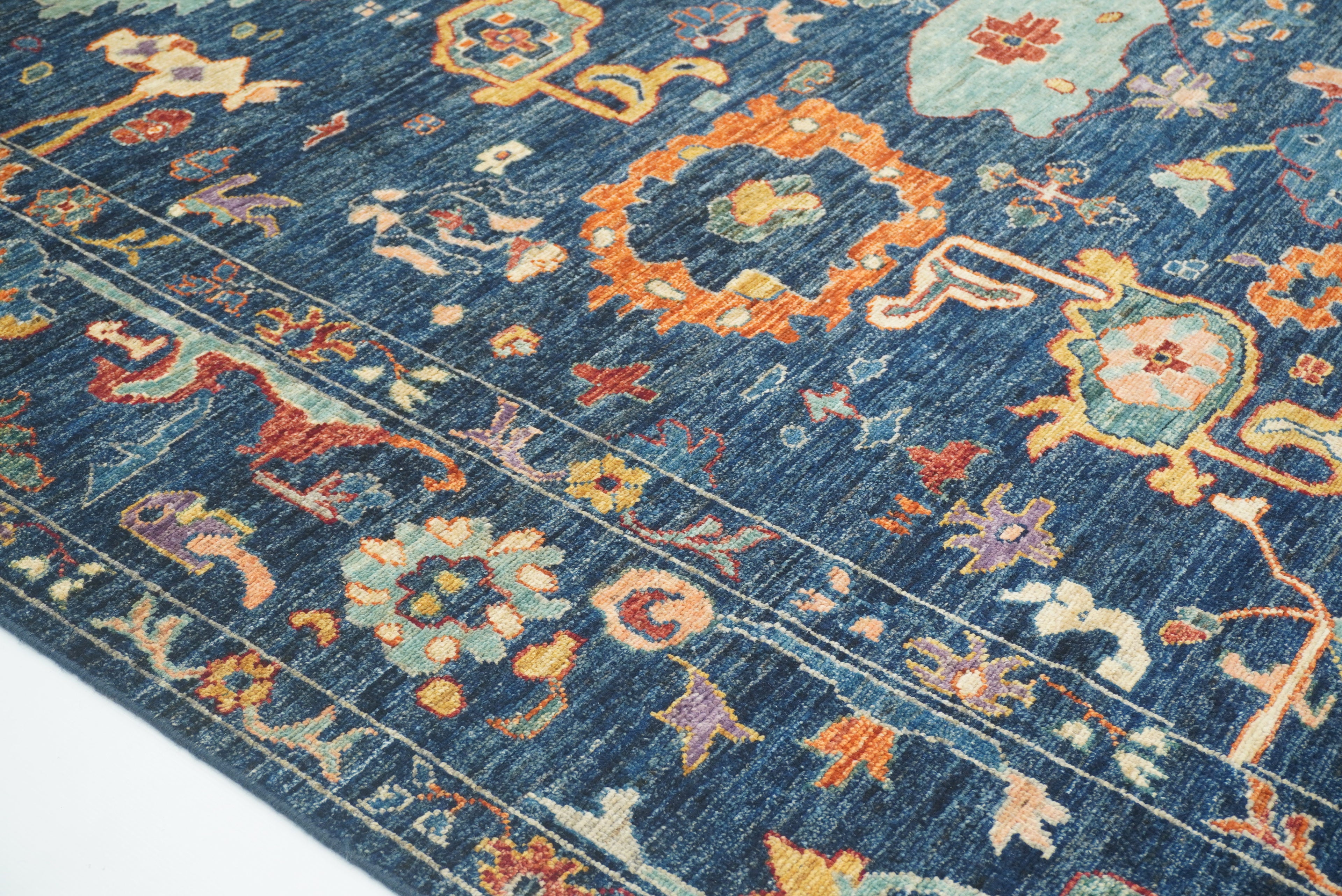 9'x11'4" Navy Blue Oushak Hand knotted Oriental Rug - Yildiz Rugs