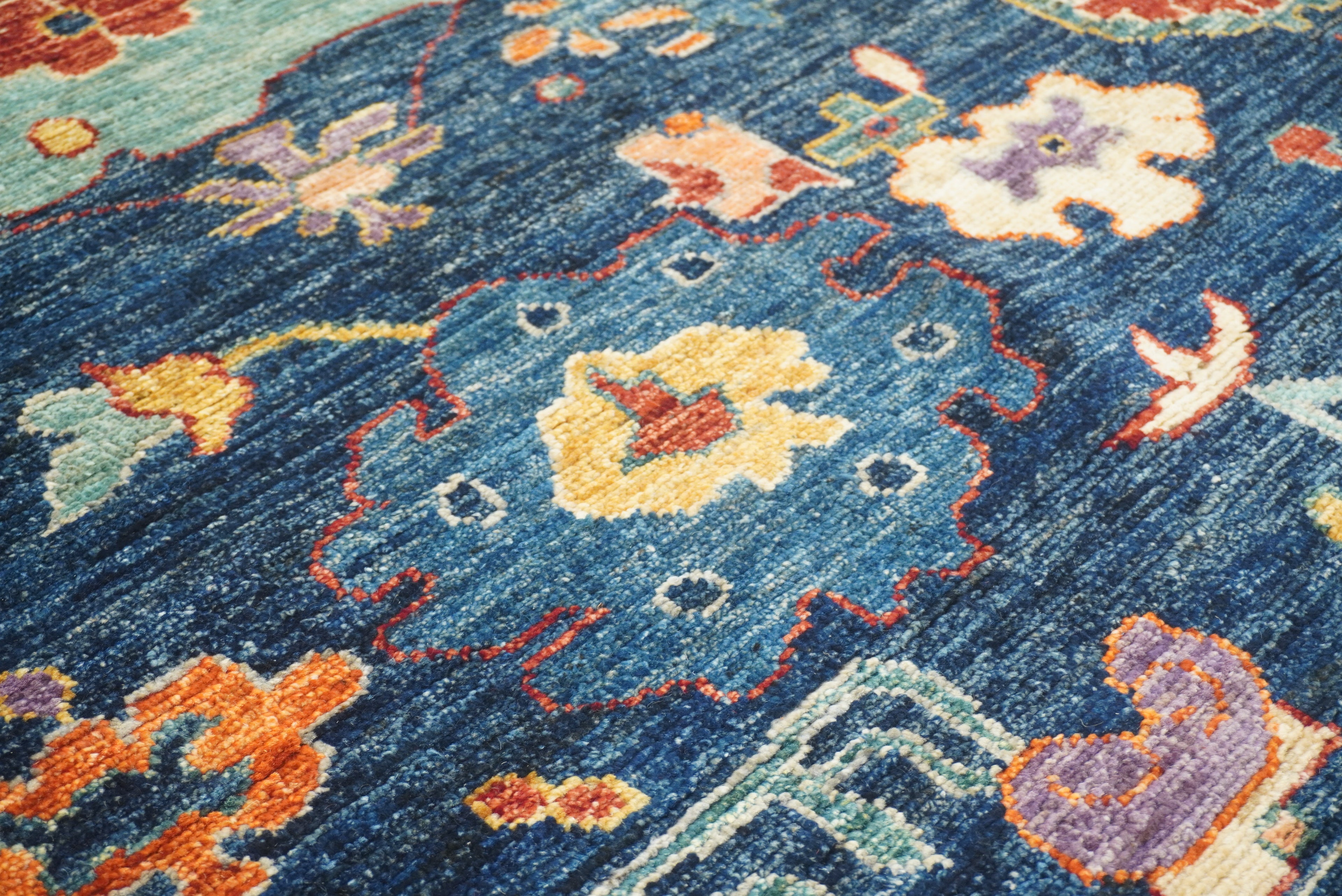 9'x11'4" Navy Blue Oushak Hand knotted Oriental Rug - Yildiz Rugs
