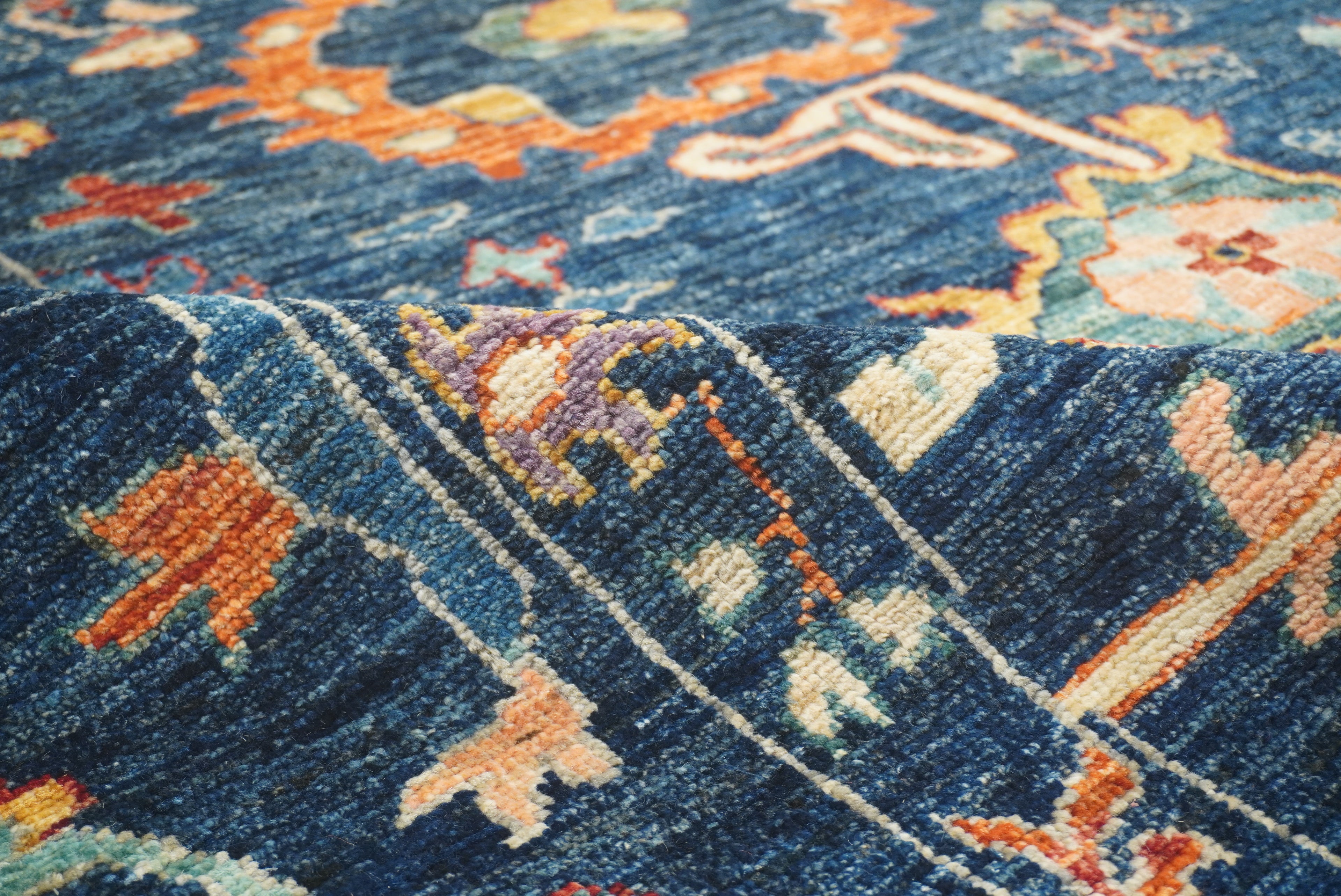 9'x11'4" Navy Blue Oushak Hand knotted Oriental Rug - Yildiz Rugs