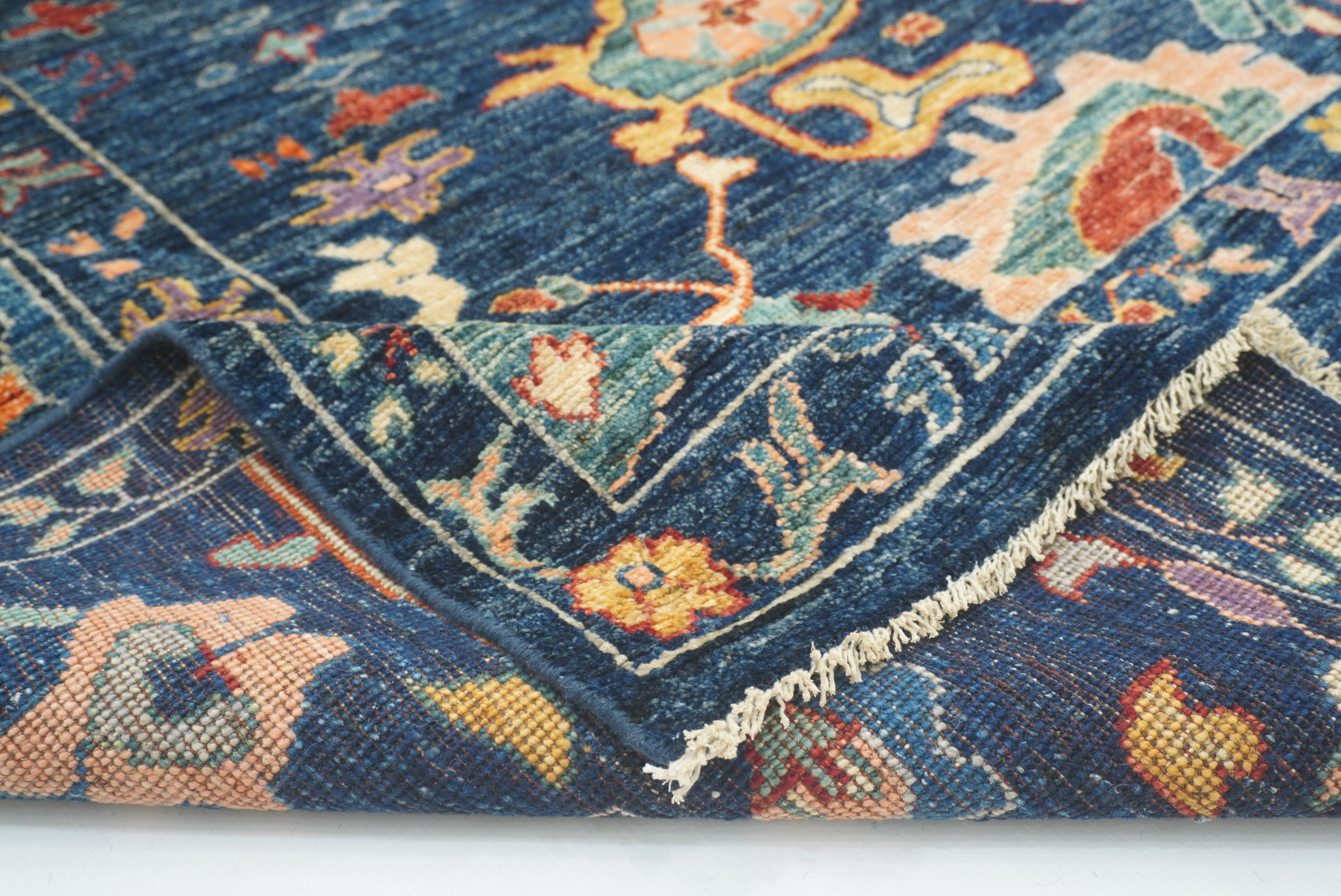 9'x11'4" Navy Blue Oushak Hand knotted Oriental Rug - Yildiz Rugs
