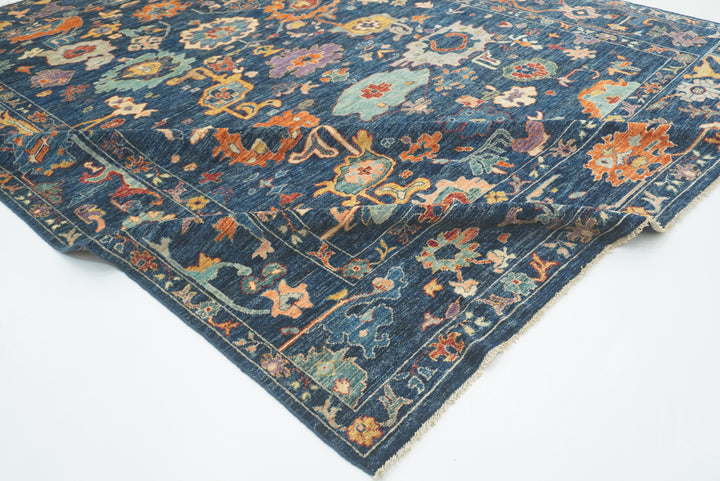 9'x11'4" Navy Blue Oushak Hand knotted Oriental Rug - Yildiz Rugs
