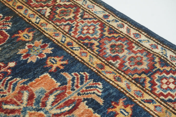 2x3 Navy Blue Kazak Hand-Knotted Afghan Wool Rug - Yildiz Rugs