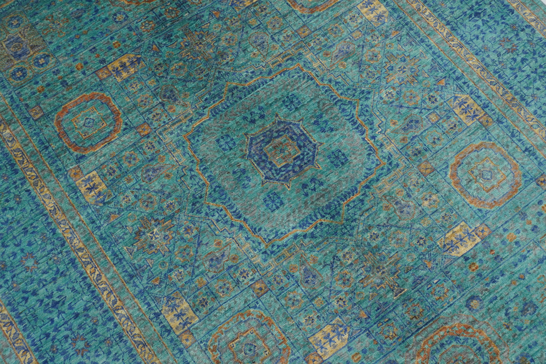 5x7 Turquoise Blue Mamluk Hand knotted Turkish Rug