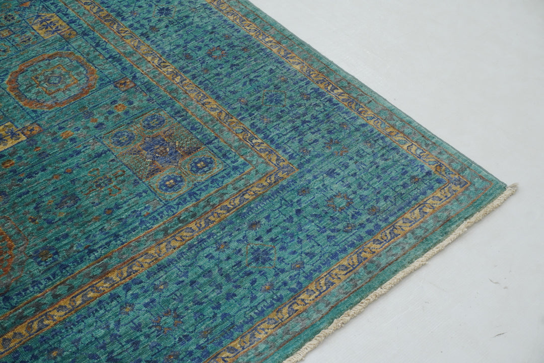 5x7 Turquoise Blue Mamluk Hand knotted Turkish Rug