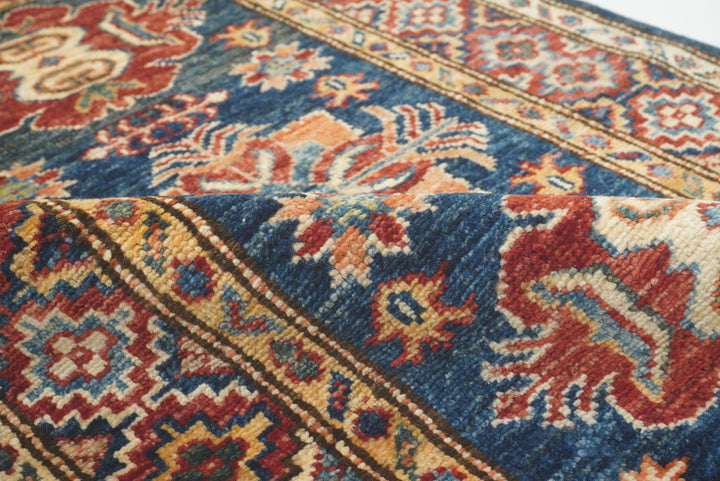 2x3 Navy Blue Kazak Hand-Knotted Afghan Wool Rug - Yildiz Rugs