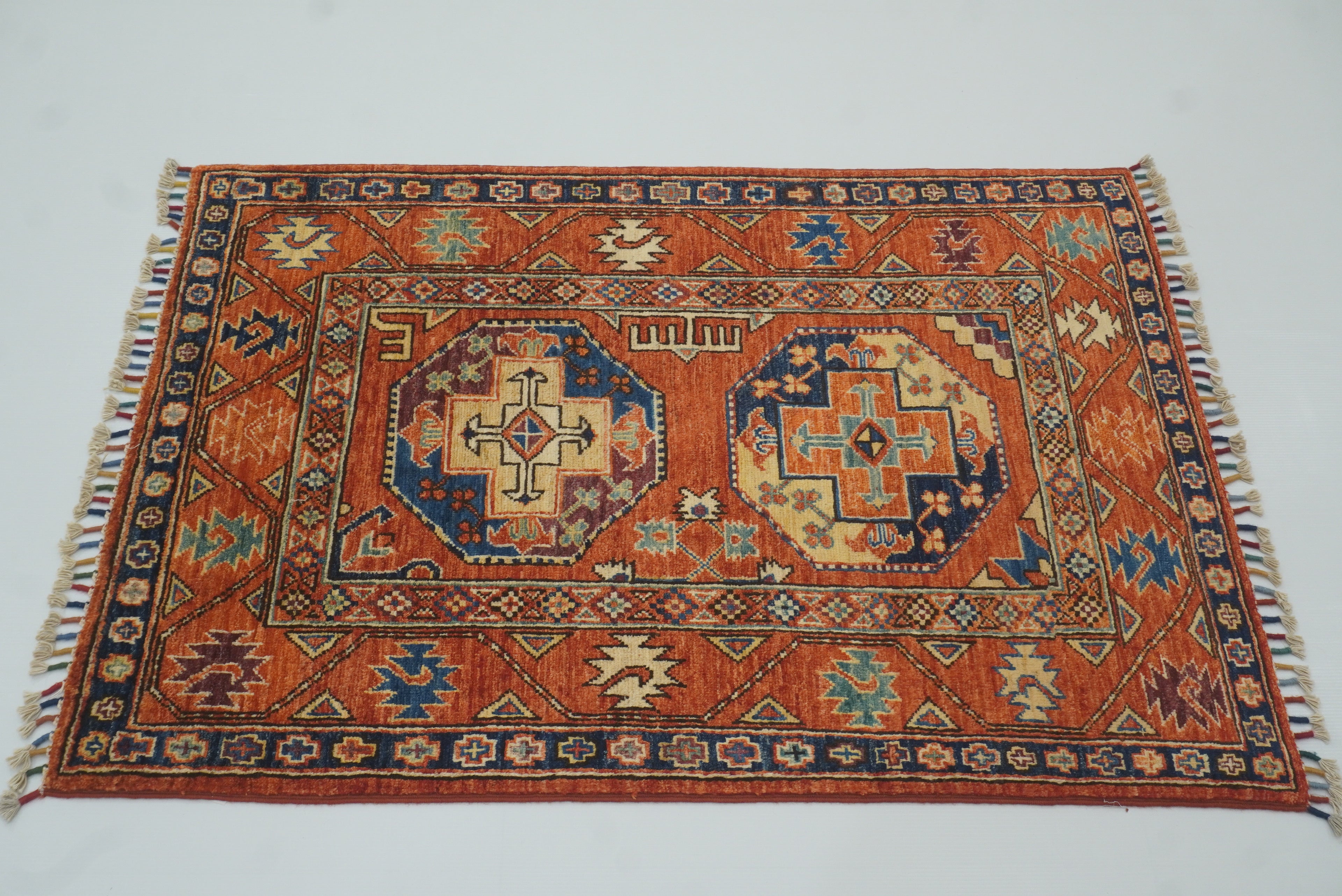 3x4 Red Ersari Hand Knotted Afghan Wool Oriental Rug - Yildiz Rugs