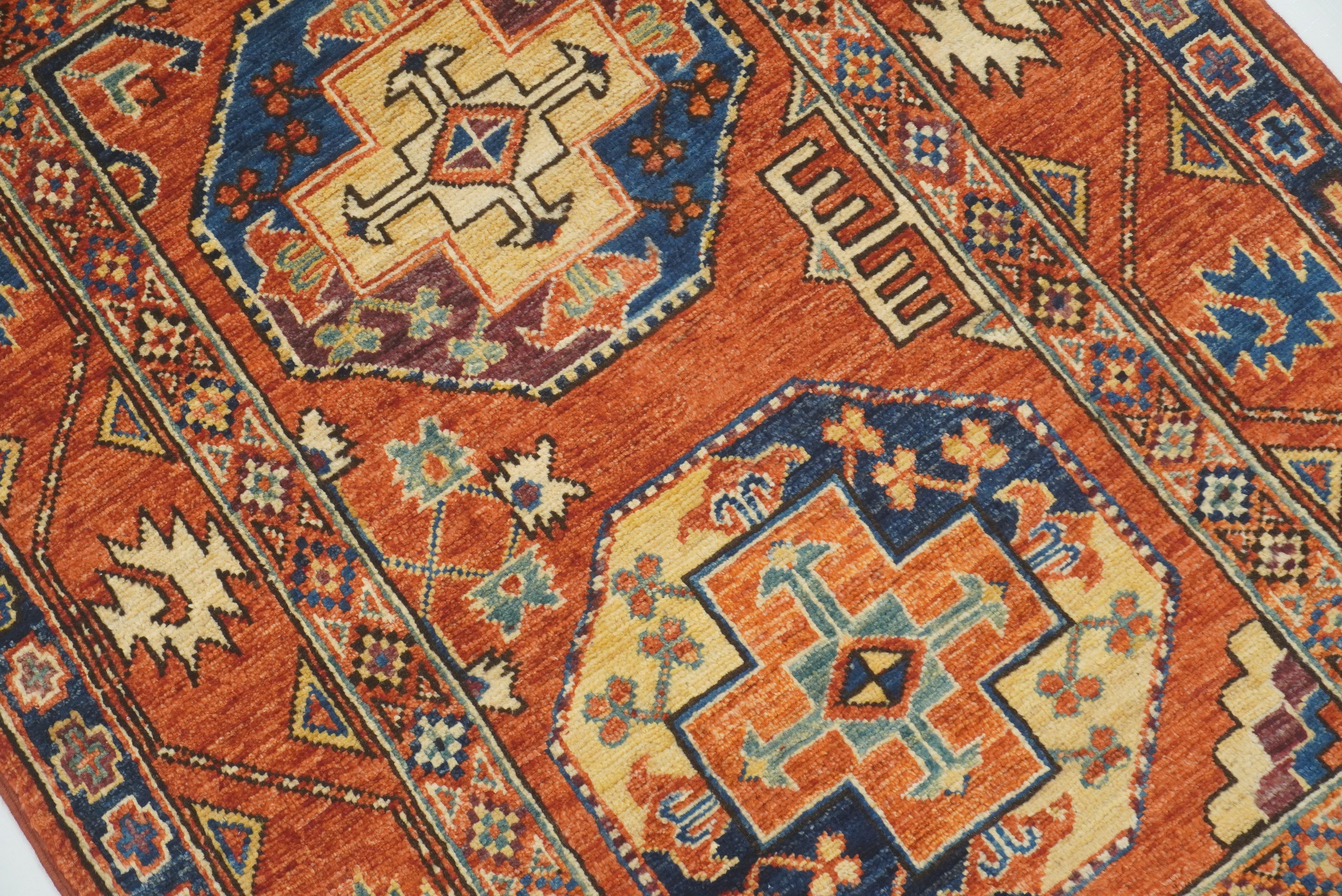 3x4 Red Ersari Hand Knotted Afghan Wool Oriental Rug - Yildiz Rugs