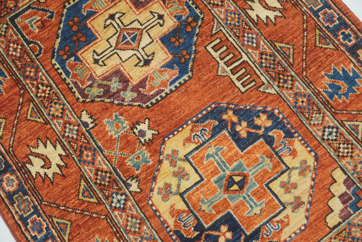 3x4 Red Ersari Hand Knotted Afghan Wool Oriental Rug - Yildiz Rugs