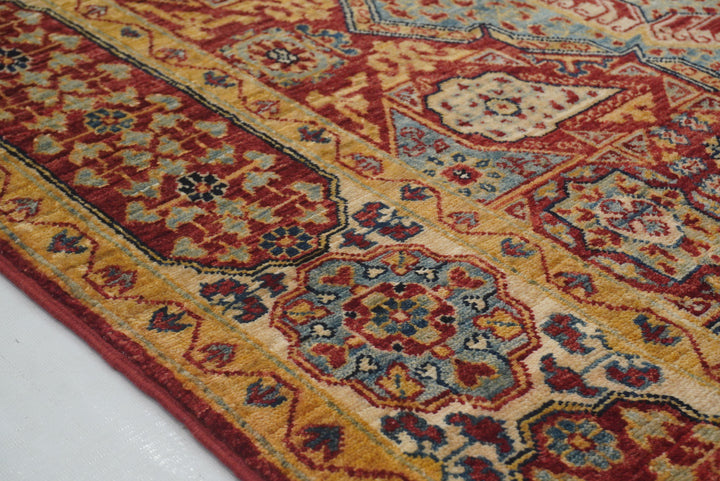 4'6x7'1 Red Vintage Mamluk Hand knotted Turkish Medallion Rug