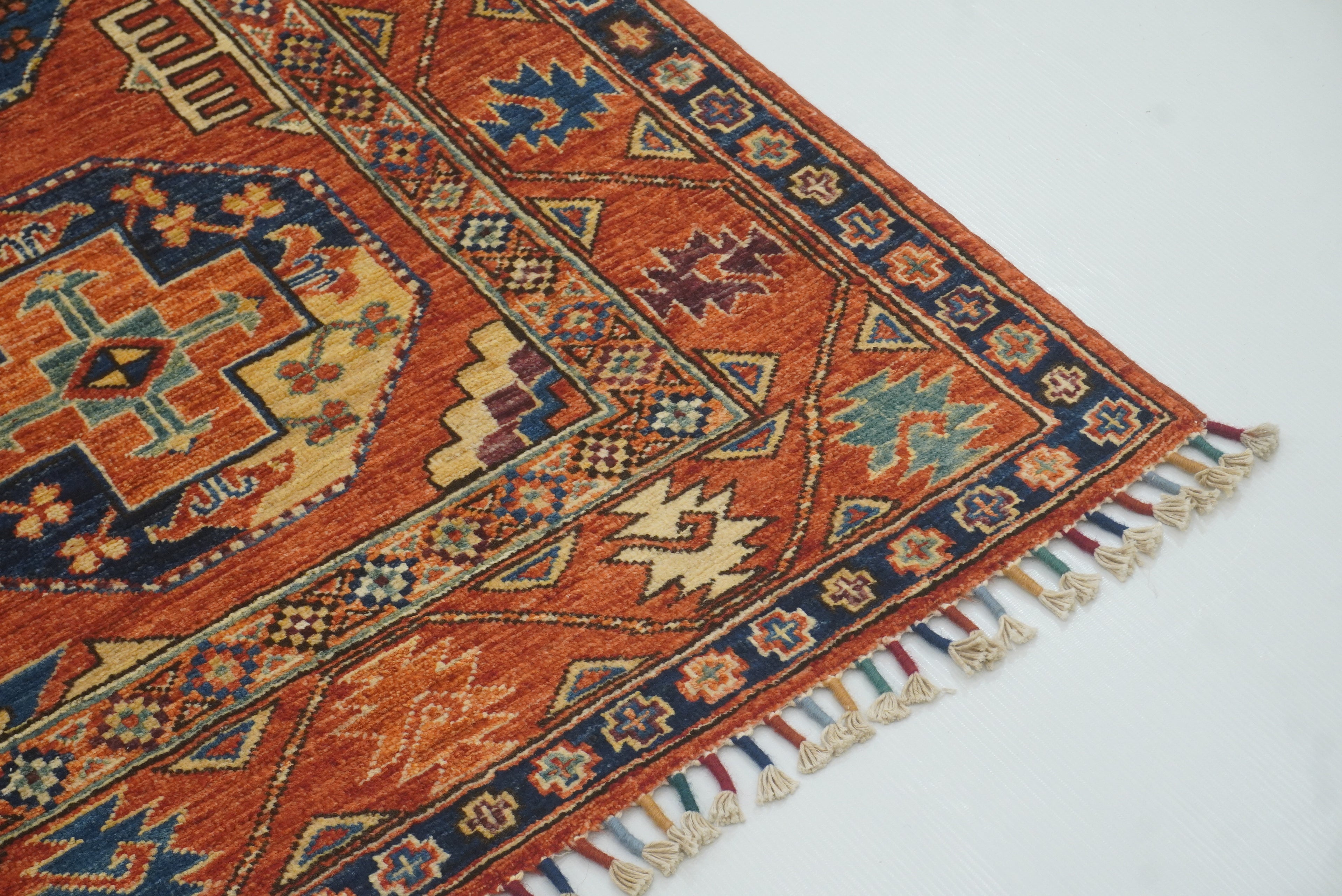 3x4 Red Ersari Hand Knotted Afghan Wool Oriental Rug - Yildiz Rugs
