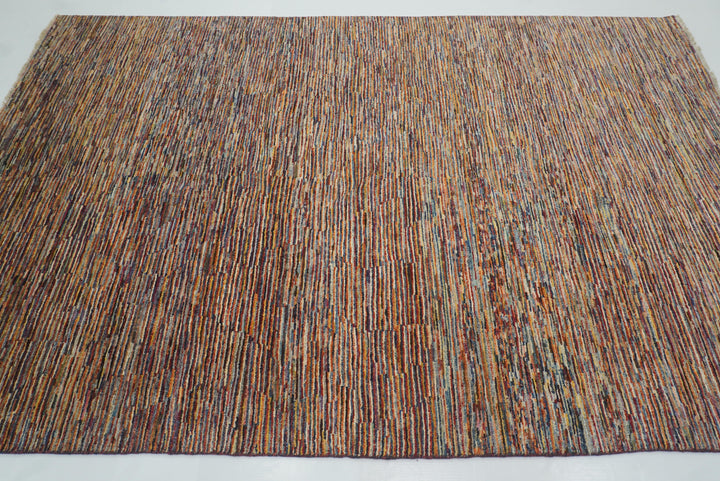 6'1"x9'5" Striped Gabbeh Afghan Hand knotted Rug - Yildiz Rugs