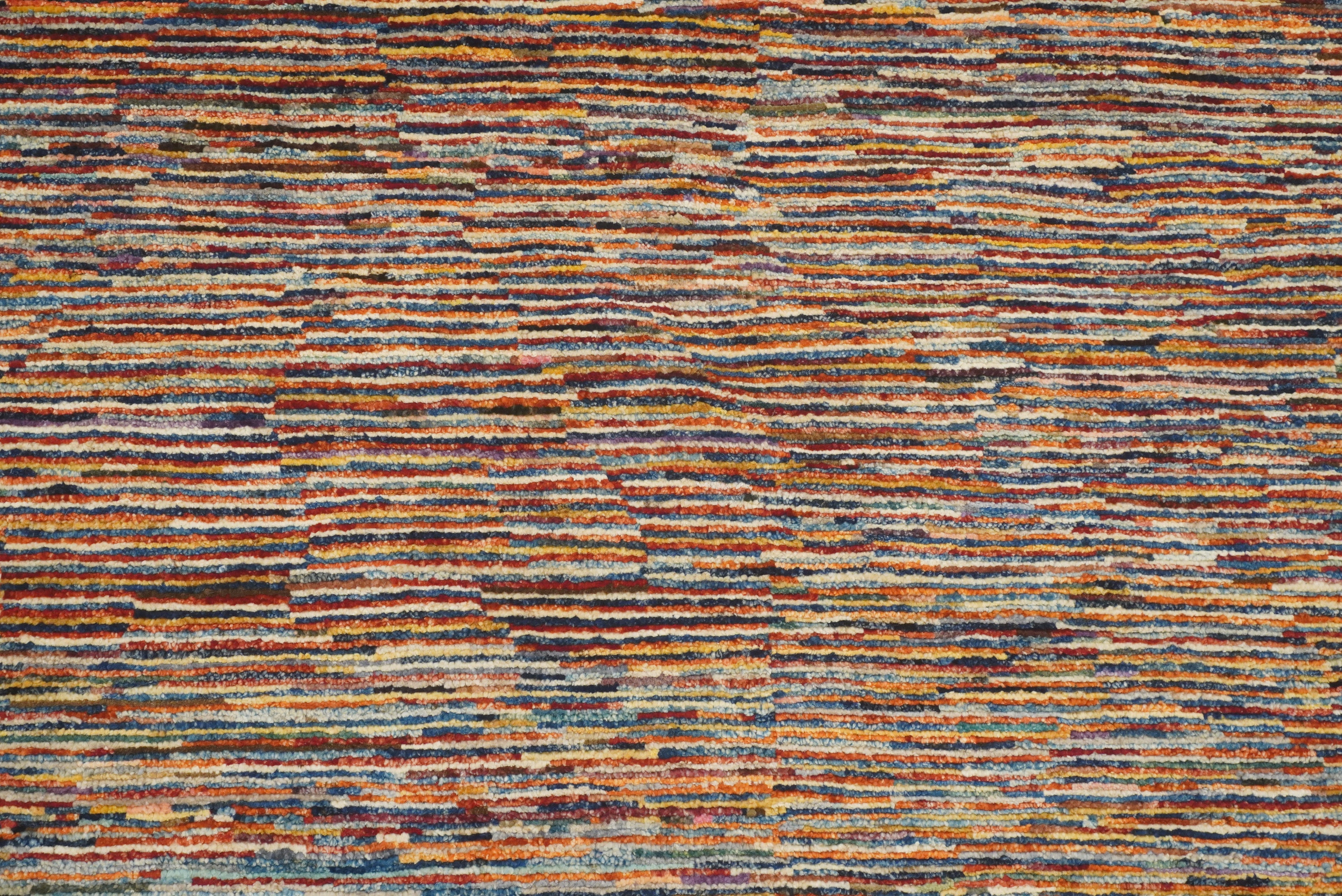 6'1"x9'5" Striped Gabbeh Afghan Hand knotted Rug - Yildiz Rugs