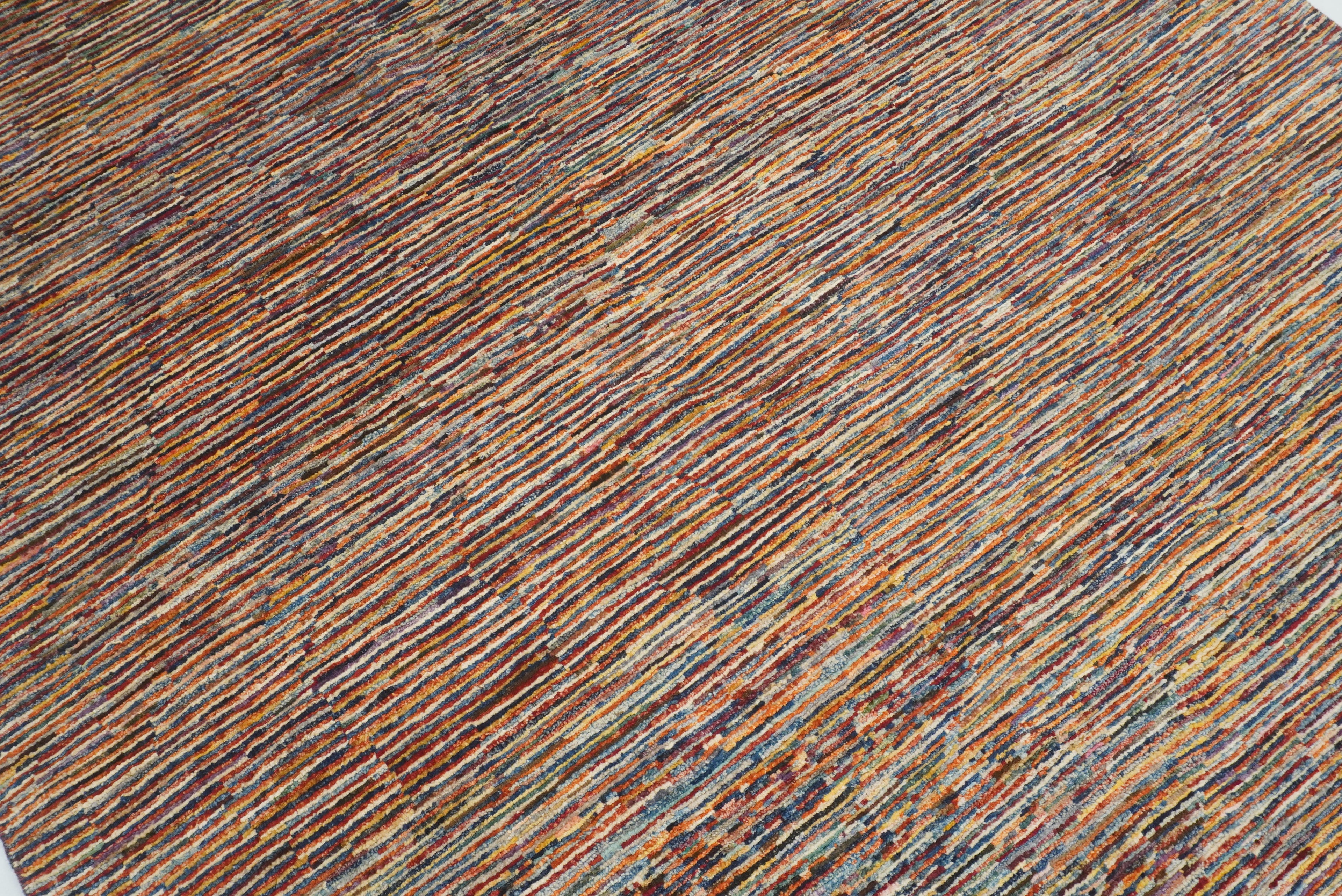 6'1"x9'5" Striped Gabbeh Afghan Hand knotted Rug - Yildiz Rugs