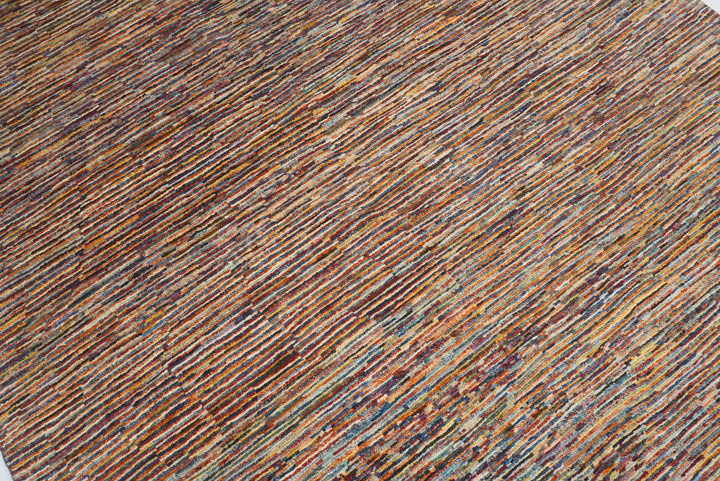 6'1"x9'5" Striped Gabbeh Afghan Hand knotted Rug - Yildiz Rugs
