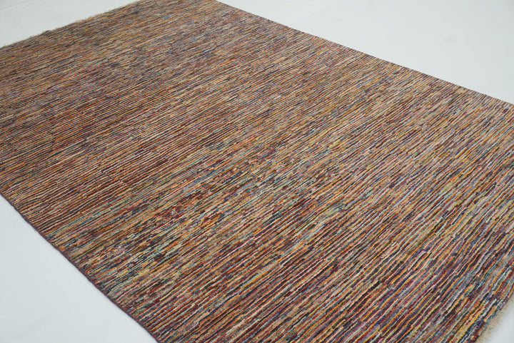 6'1"x9'5" Striped Gabbeh Afghan Hand knotted Rug - Yildiz Rugs