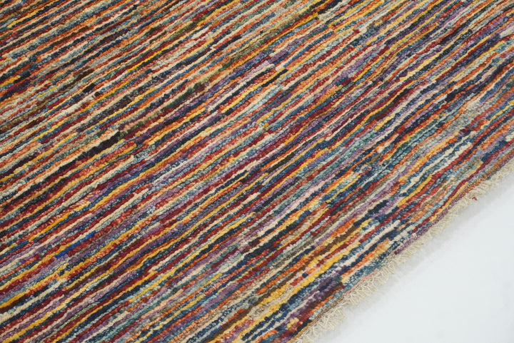 6'1"x9'5" Striped Gabbeh Afghan Hand knotted Rug - Yildiz Rugs