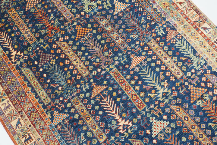 4x6 Blue Karaja Heriz Afghan Hand knotted Oriental Rug