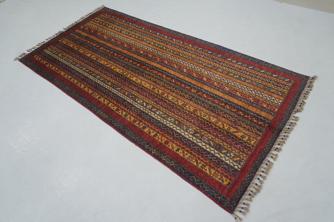 4x8 Red Turkish Hand knotted Oriental Wide Runner Rug