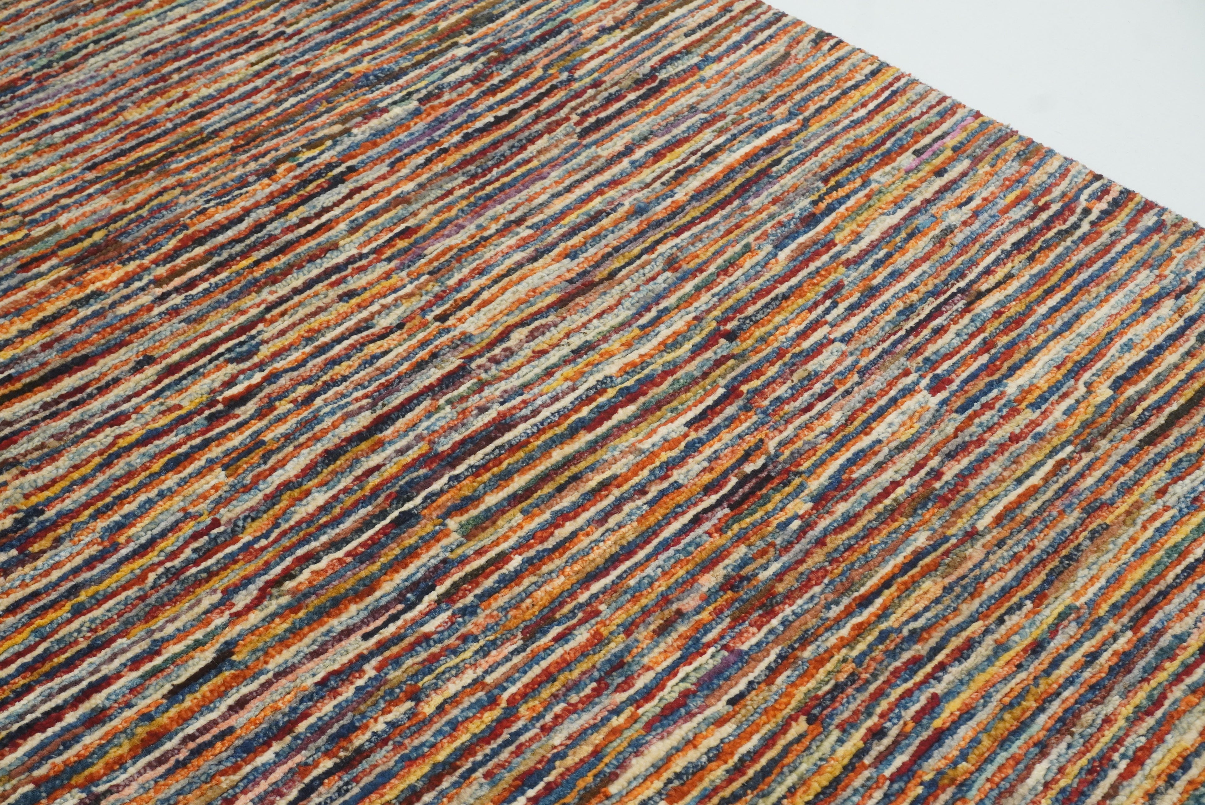 6'1"x9'5" Striped Gabbeh Afghan Hand knotted Rug - Yildiz Rugs