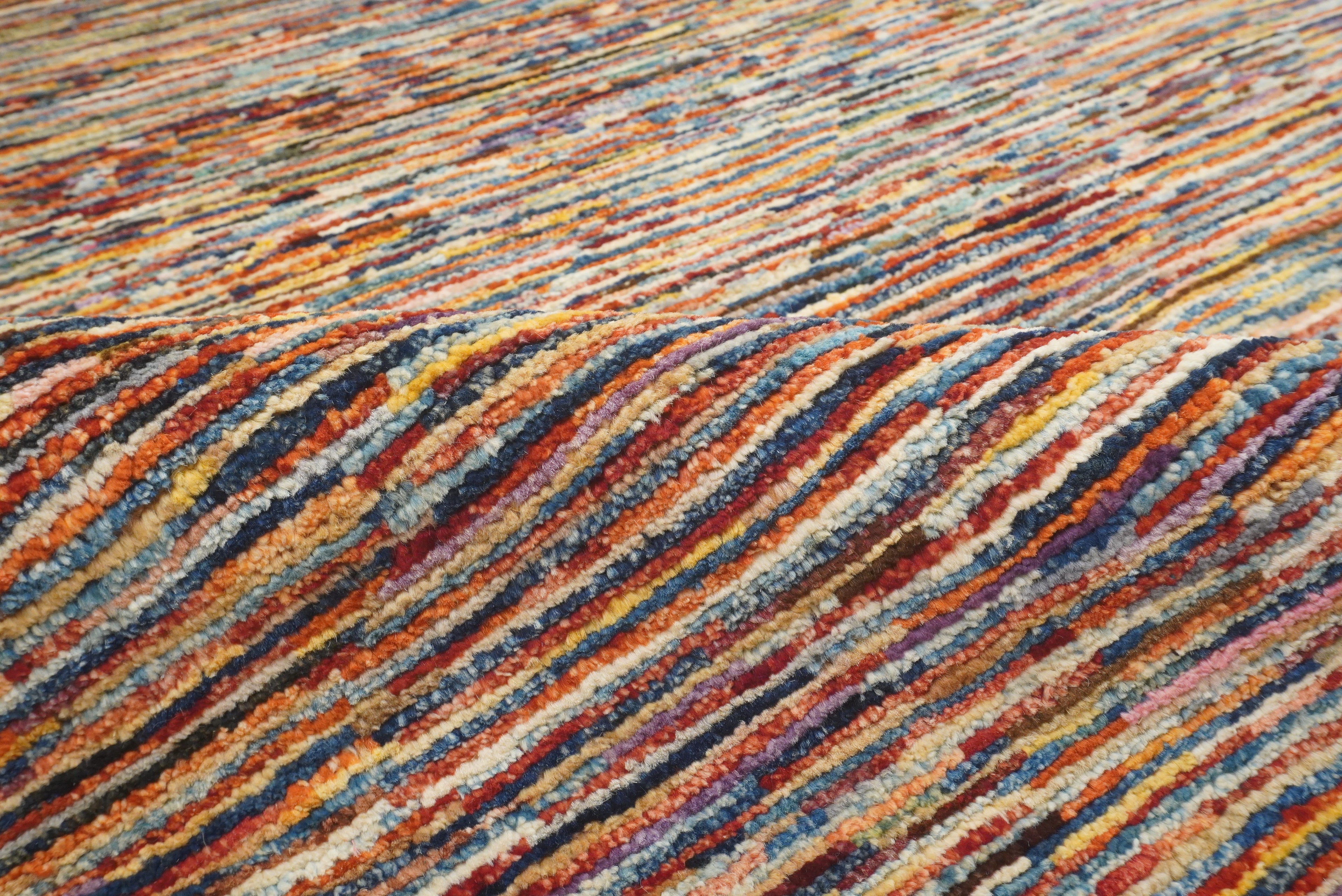 6'1"x9'5" Striped Gabbeh Afghan Hand knotted Rug - Yildiz Rugs