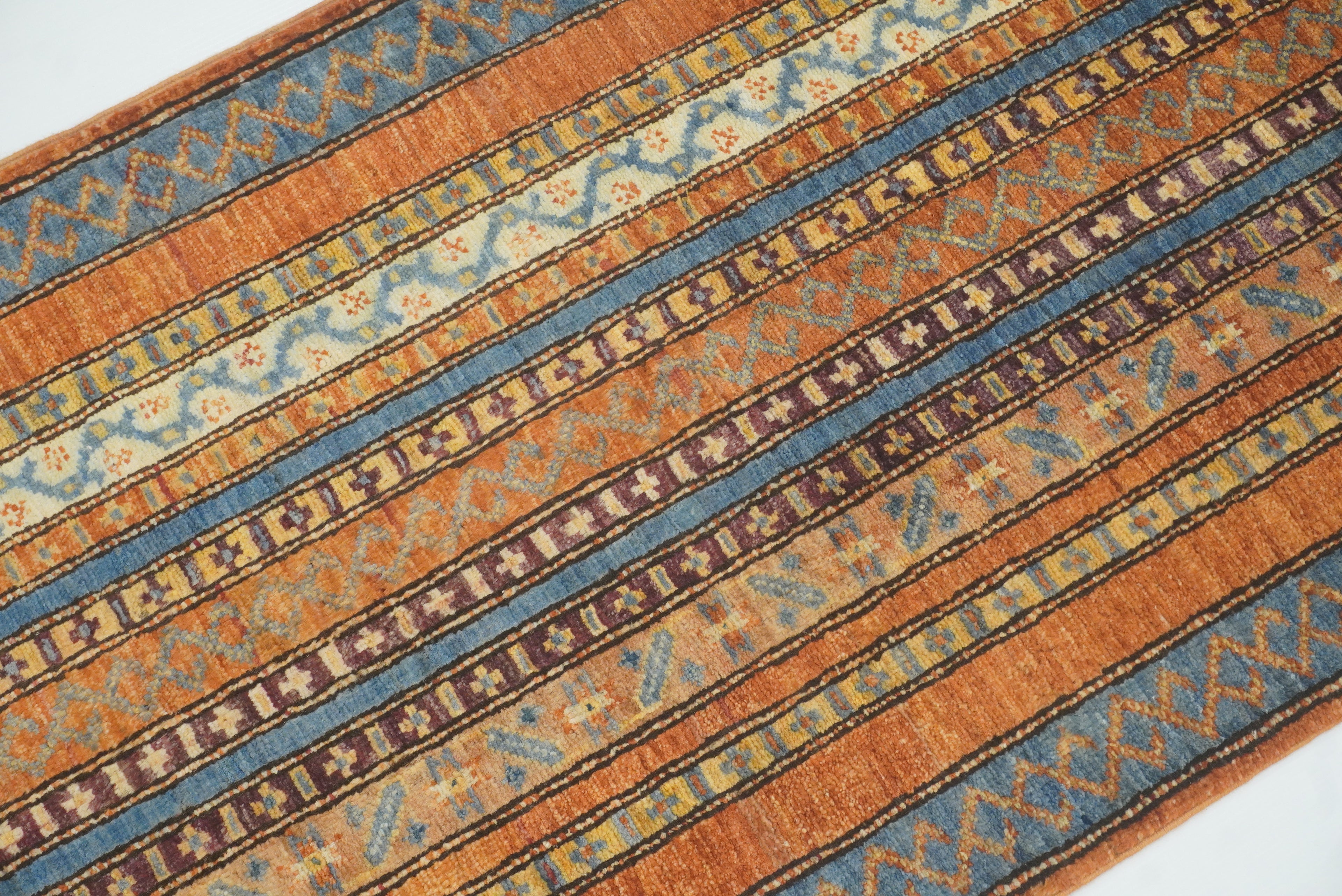 2x5 Orange Turkish Hand knotted Wool Runner Rug - Yildiz Rugs