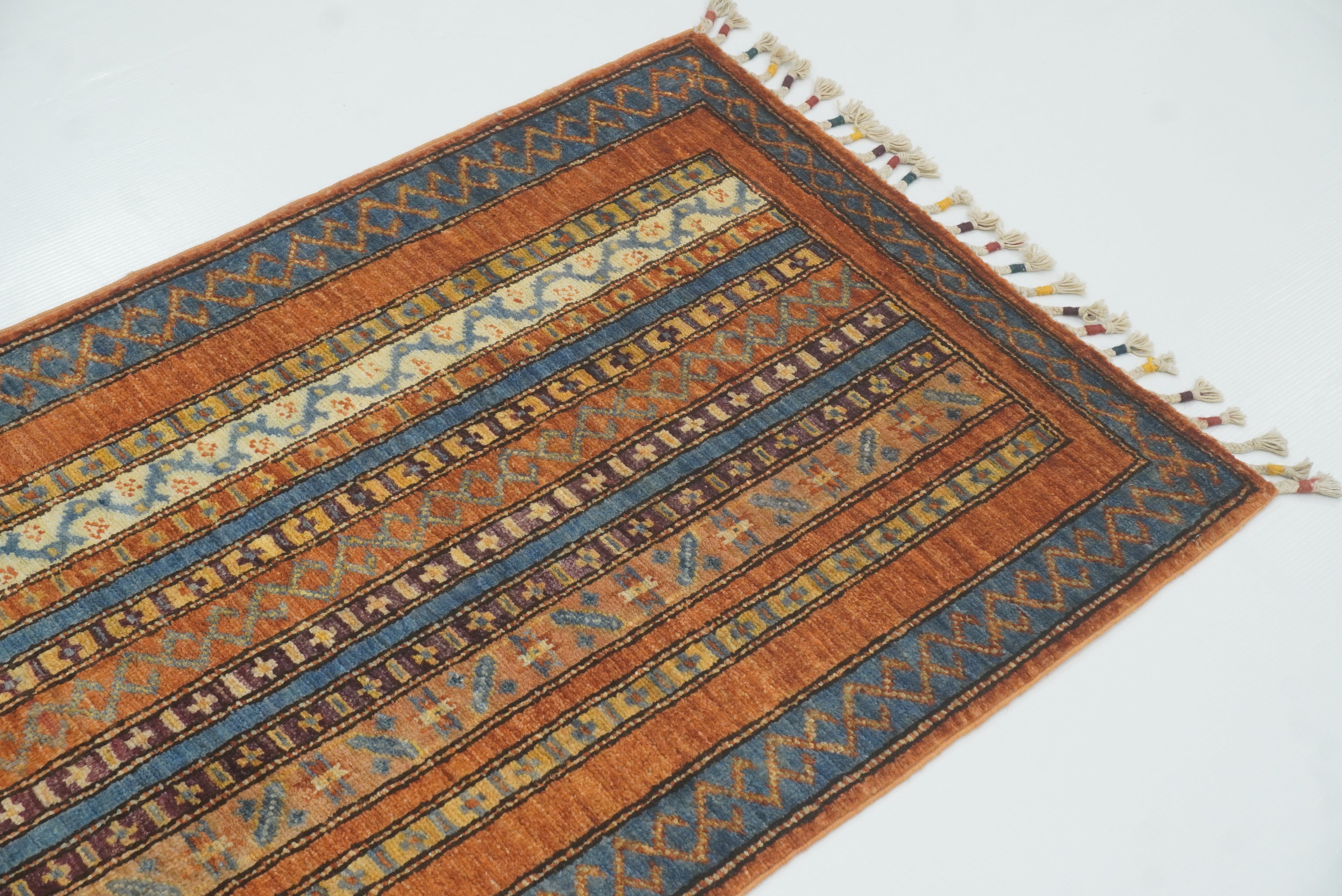 2x5 Orange Turkish Hand knotted Wool Runner Rug - Yildiz Rugs