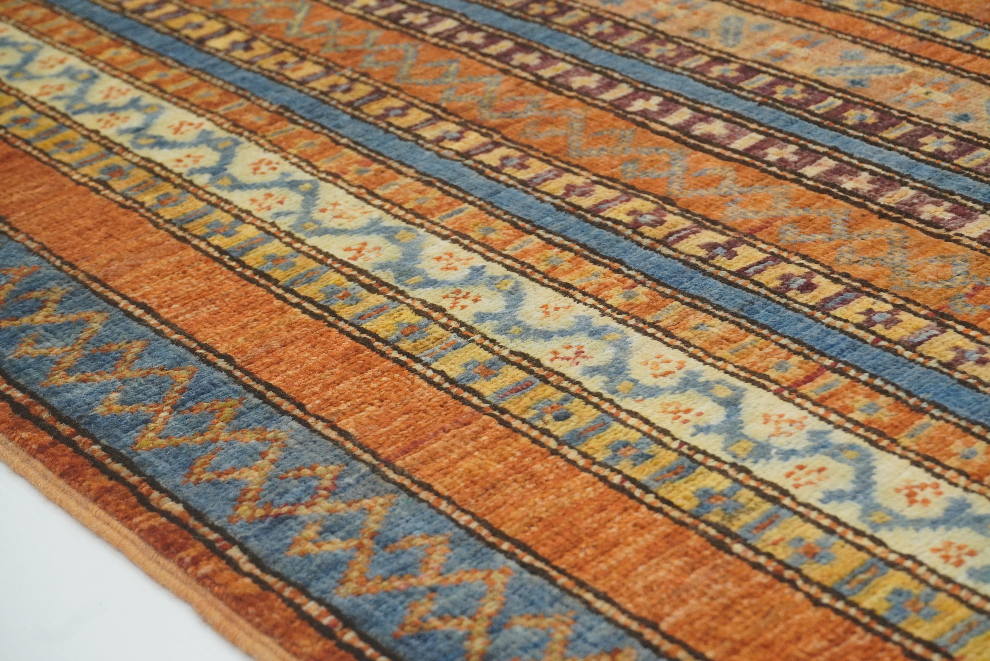 2x5 Orange Turkish Hand knotted Wool Runner Rug - Yildiz Rugs