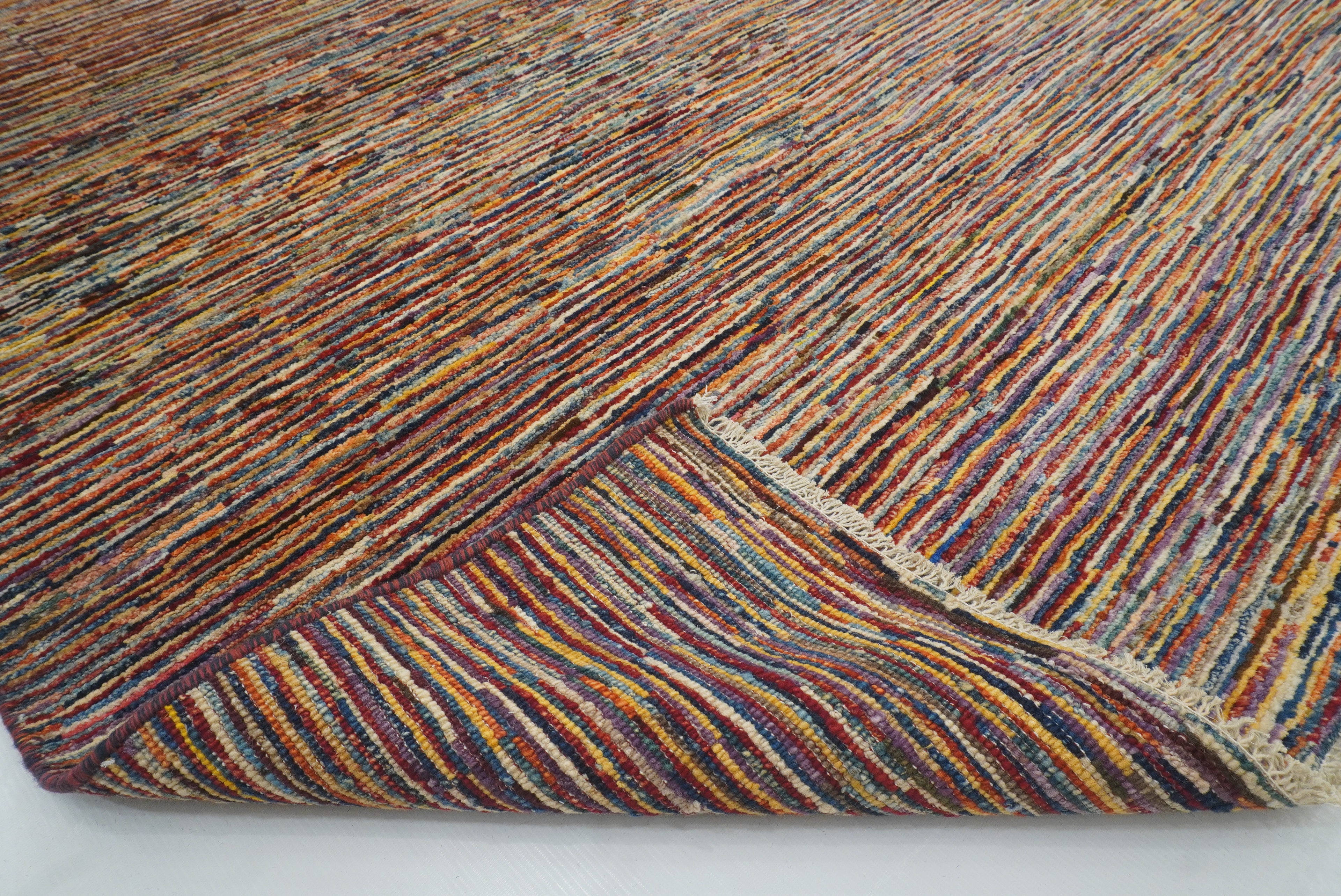 6'1"x9'5" Striped Gabbeh Afghan Hand knotted Rug - Yildiz Rugs