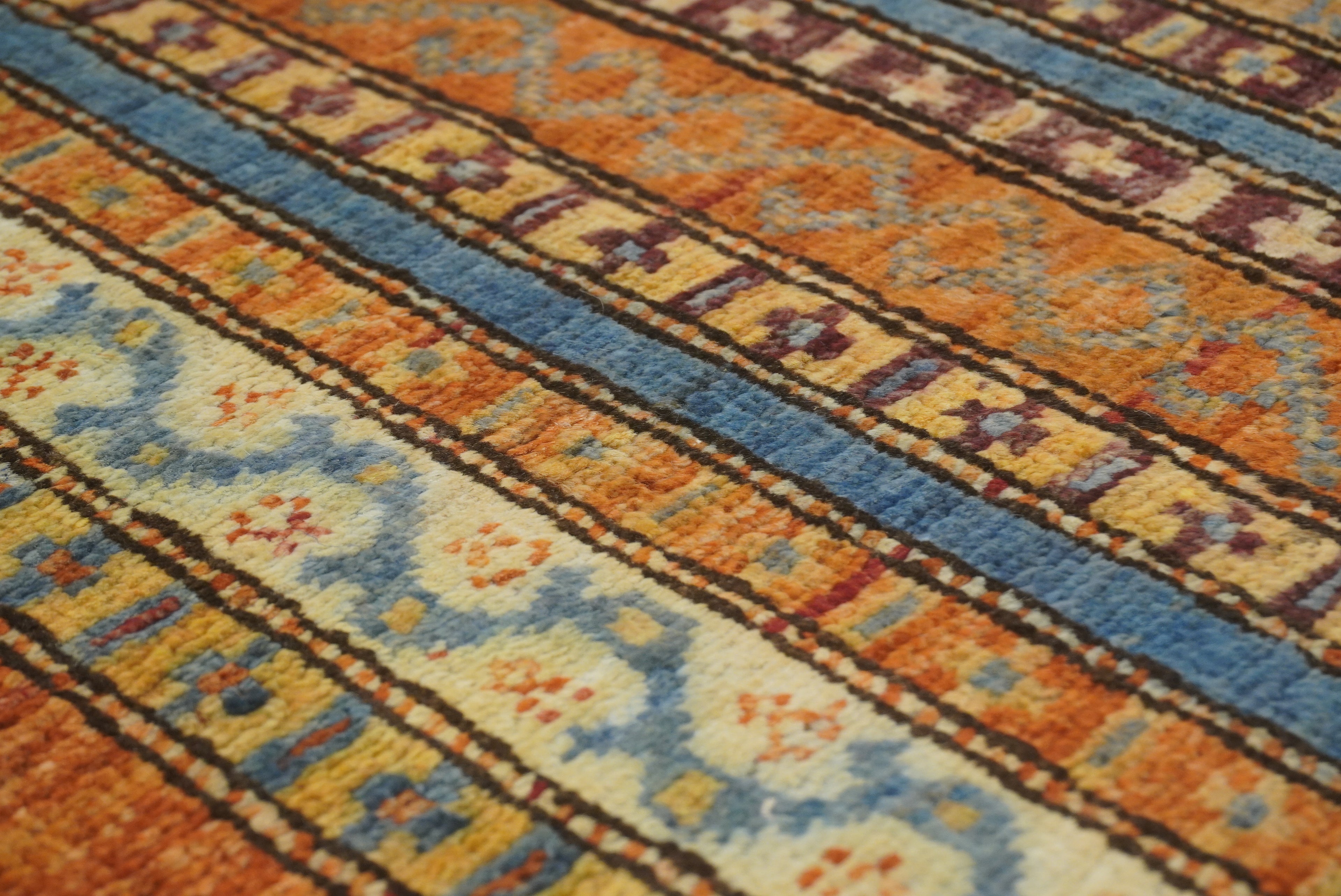 2x5 Orange Turkish Hand knotted Wool Runner Rug - Yildiz Rugs