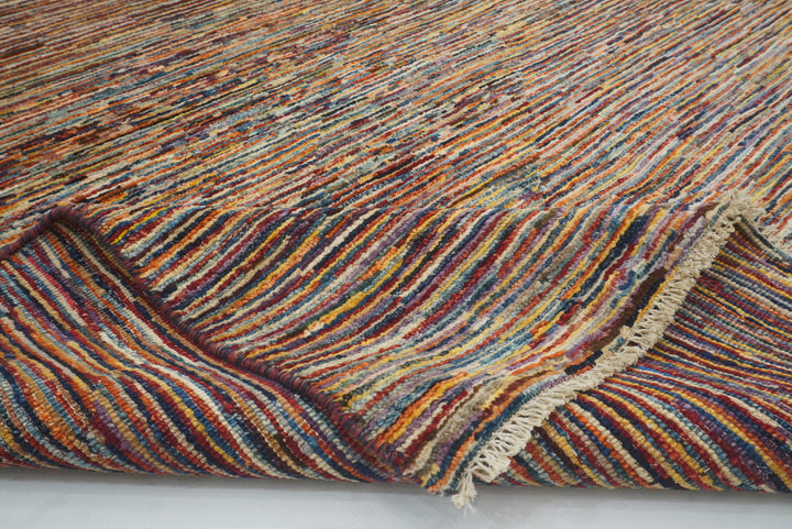 6'1"x9'5" Striped Gabbeh Afghan Hand knotted Rug - Yildiz Rugs