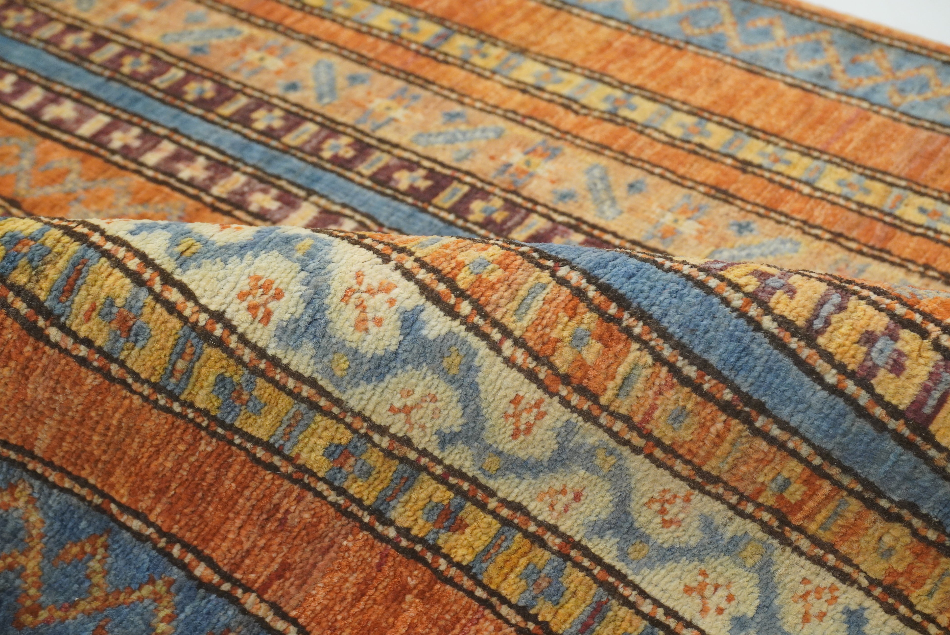 2x5 Orange Turkish Hand knotted Wool Runner Rug - Yildiz Rugs