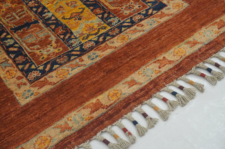 3x4 Red Blue Turkish Shawl Hand knotted Rug