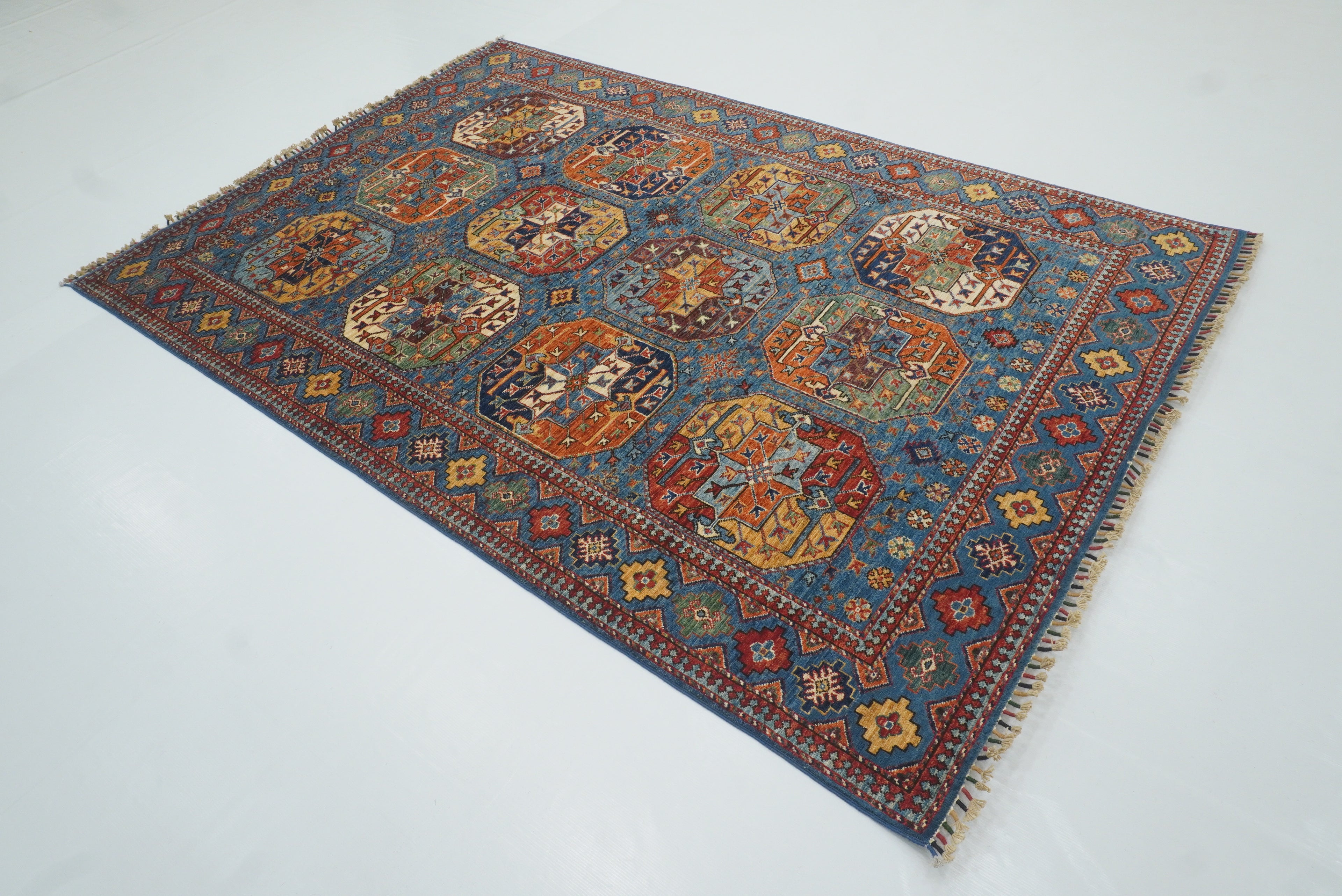 5'6"x8'2" Blue Ersari Afghan Hand-Knotted Oriental Rug - Yildiz Rugs