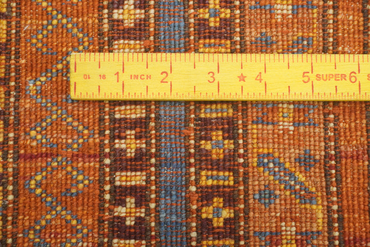 2x5 Orange Turkish Hand knotted Wool Runner Rug - Yildiz Rugs
