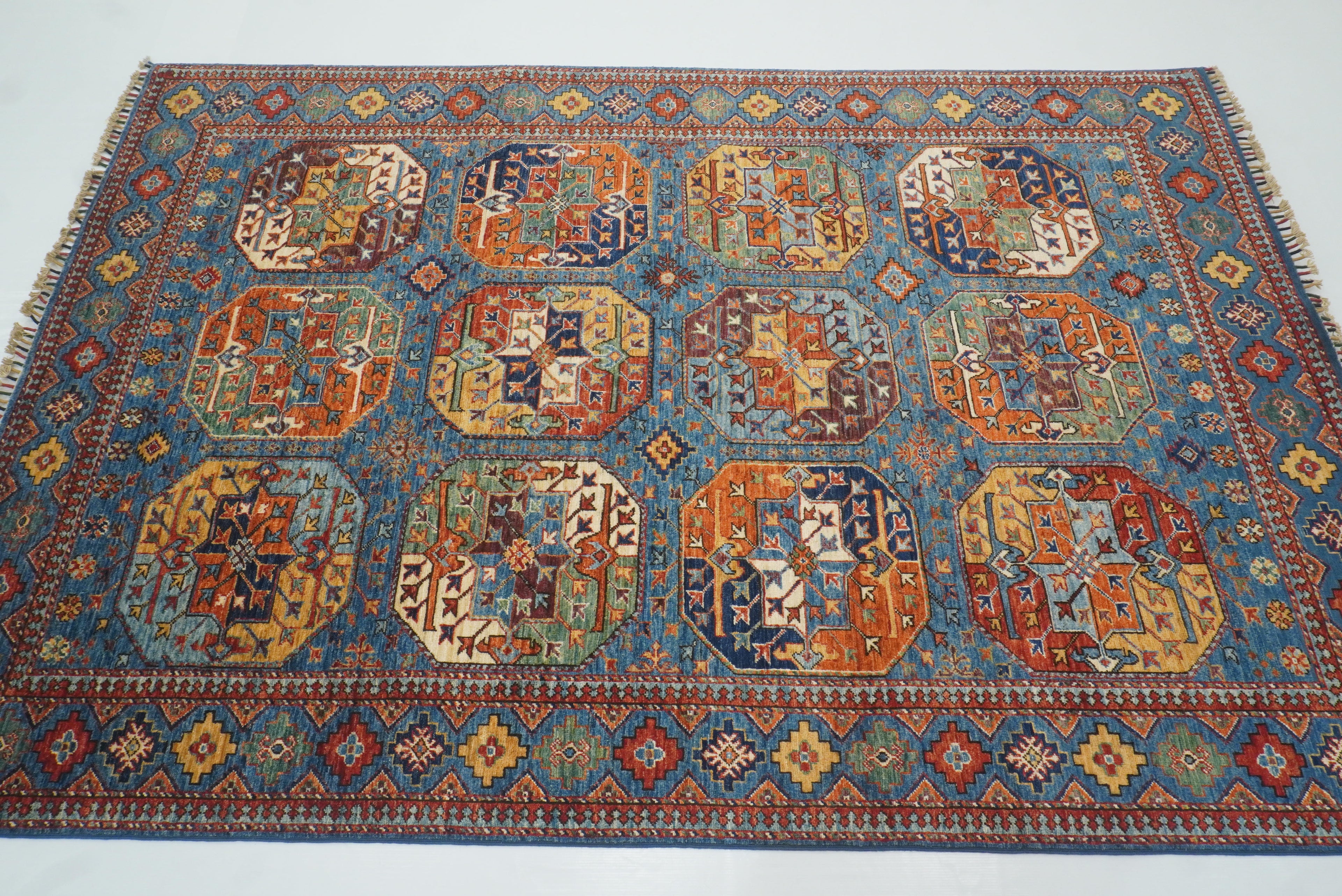 5'6"x8'2" Blue Ersari Afghan Hand-Knotted Oriental Rug - Yildiz Rugs