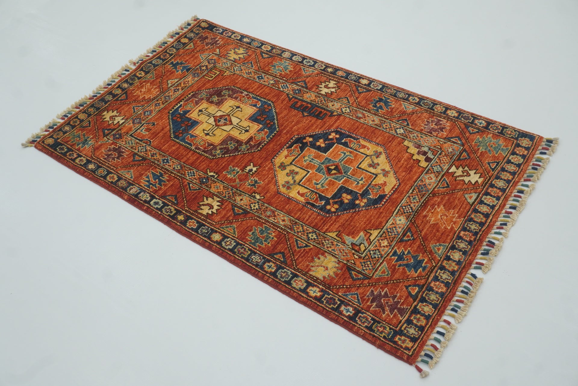 2'8"x4'5" Red Ersari Hand Knotted Afghan Oriental Rug - Yildiz Rugs