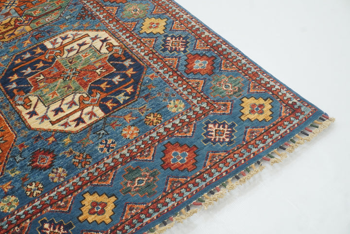 5'6"x8'2" Blue Ersari Afghan Hand-Knotted Oriental Rug - Yildiz Rugs