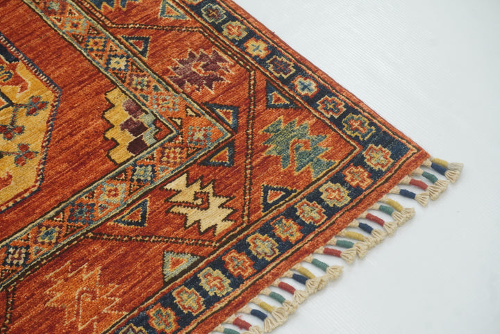 2'8"x4'5" Red Ersari Hand Knotted Afghan Oriental Rug - Yildiz Rugs