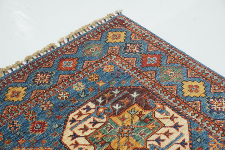 5'6"x8'2" Blue Ersari Afghan Hand-Knotted Oriental Rug - Yildiz Rugs