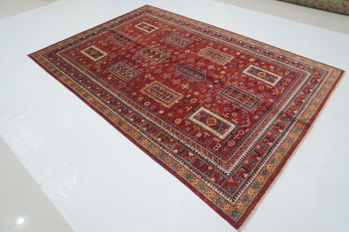 6x9 Red Afghan Baluch Hand knotted Oriental Rug - Yildiz Rugs