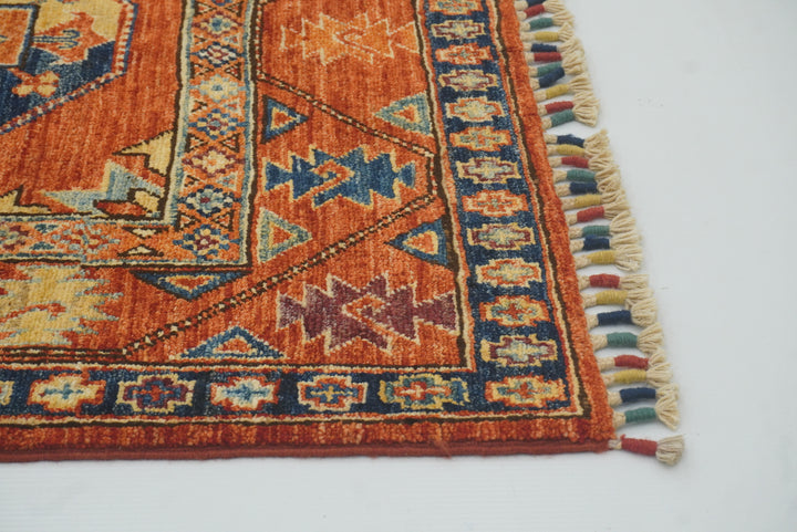 2'8"x4'5" Red Ersari Hand Knotted Afghan Oriental Rug - Yildiz Rugs