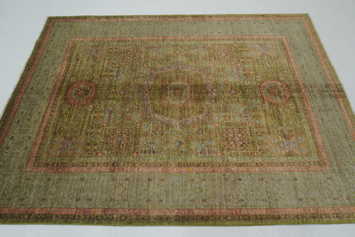 5x7 Green Mamluk Hand knotted Turkish Rug