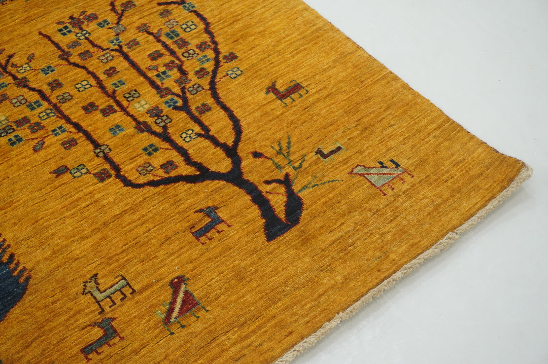 SOLD 8x10 Orange Gabbeh Tree of Life Afghan hand knotted Rug