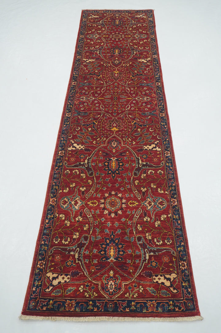 10 ft Deep Red Bidjar Afghan Oriental Hand knotted Runner Rug - Yildiz Rugs