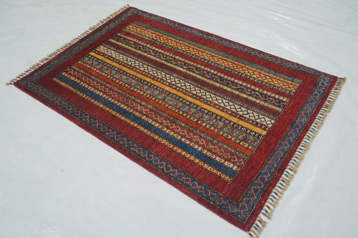 3x5 Red Turkish Shawl Hand Knotted Oriental Rug