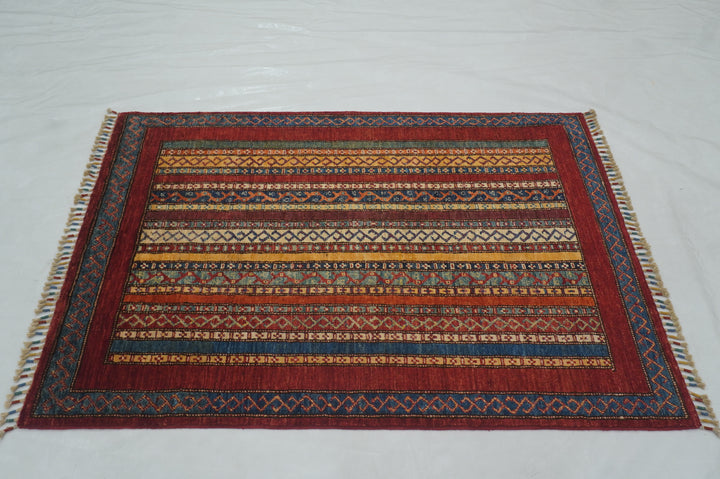 3x5 Red Turkish Shawl Hand Knotted Oriental Rug