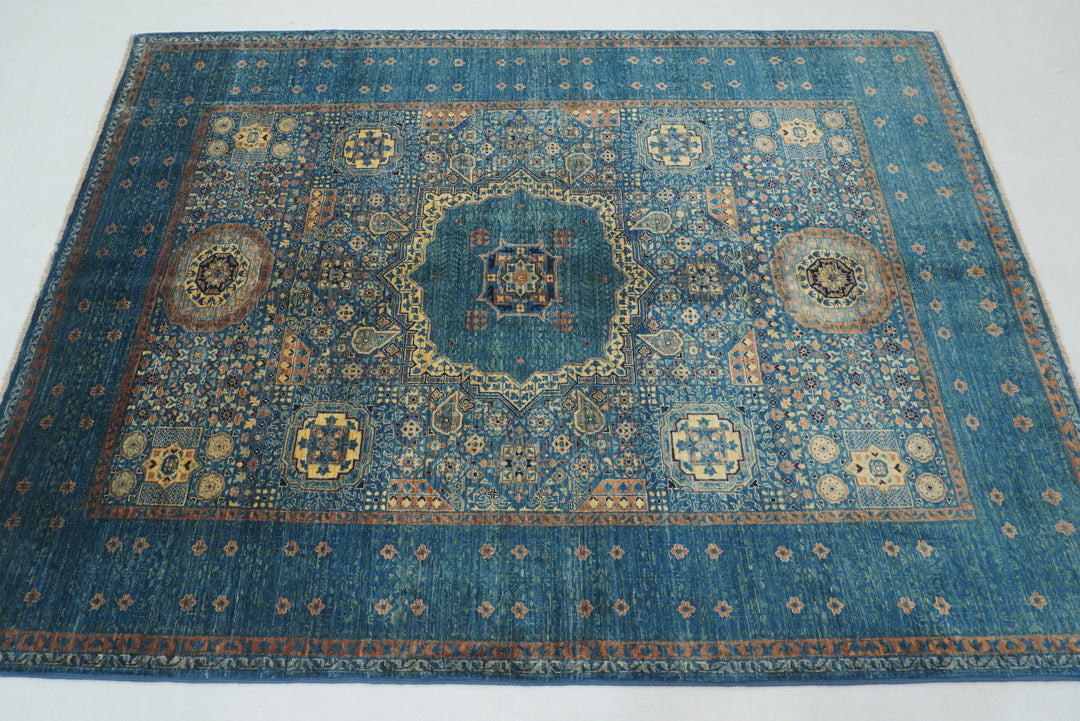 5x7 Dark Blue Mamluk Hand knotted Turkish Rug