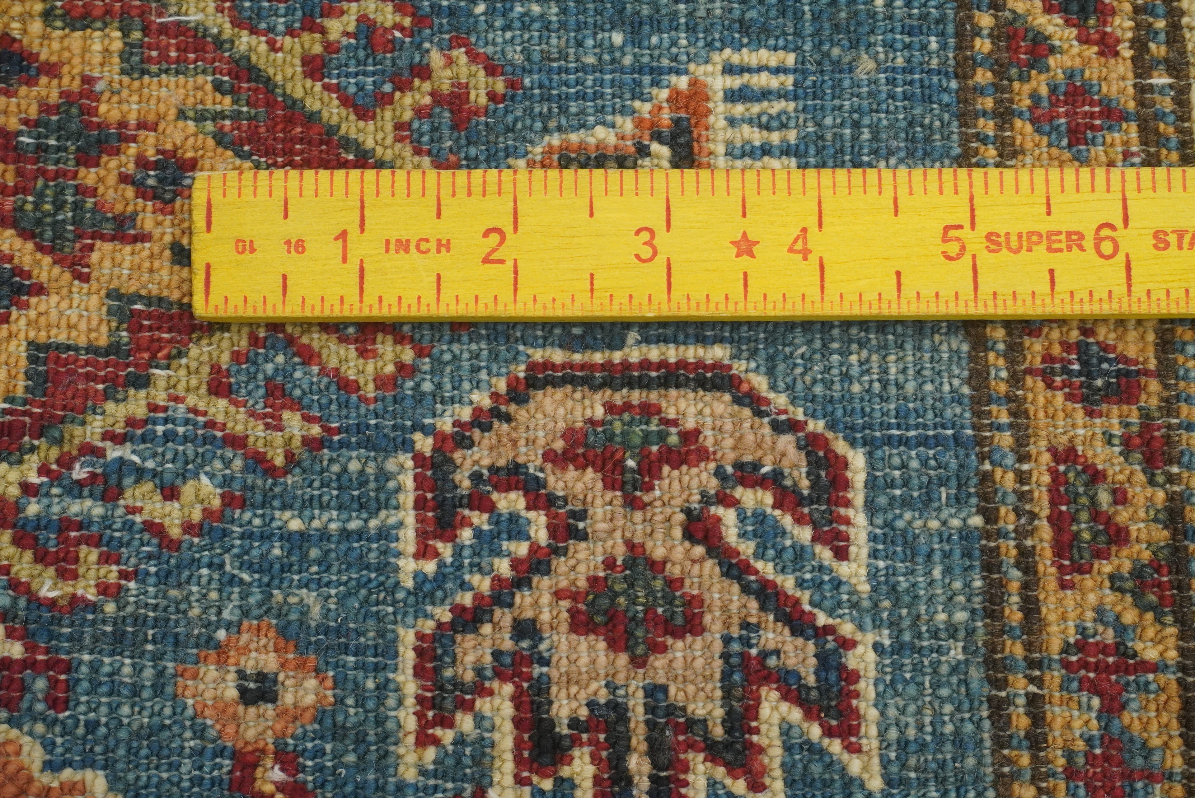 2x3 Blue Kazak Hand-Knotted Afghan Wool Rug - Yildiz Rugs
